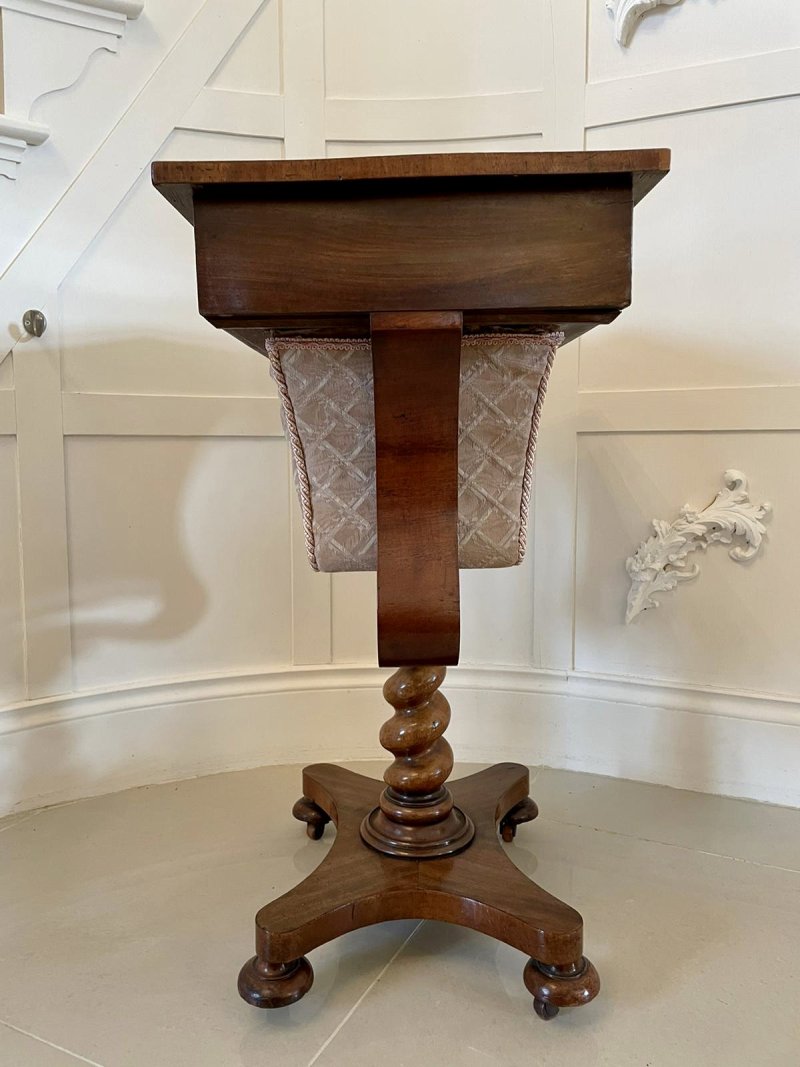 Quality Antique Freestanding William IV Rosewood Chess Top Sewing Table - Image 5